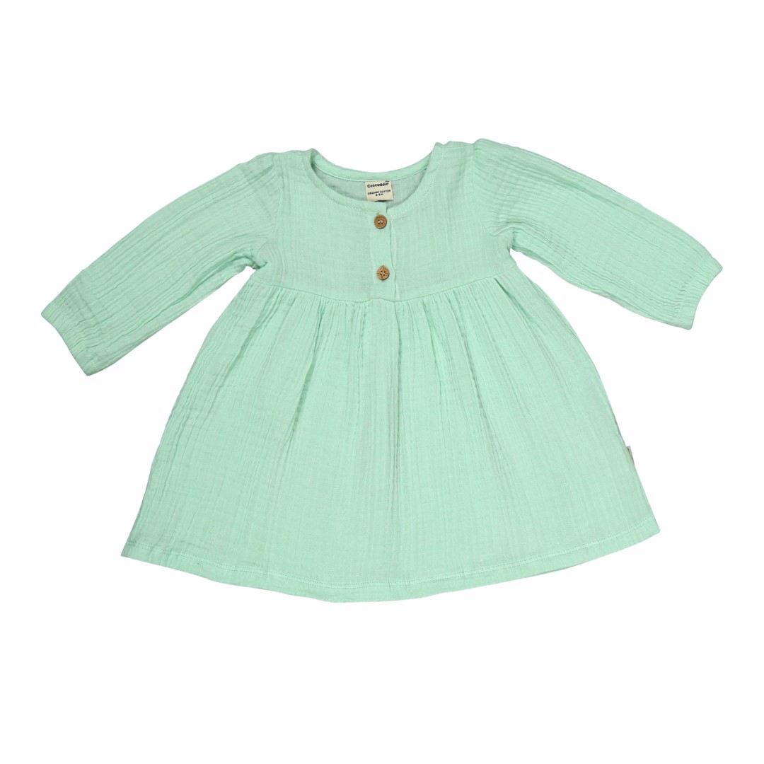 Organic Muslin Frock: Pista Green - Image 4