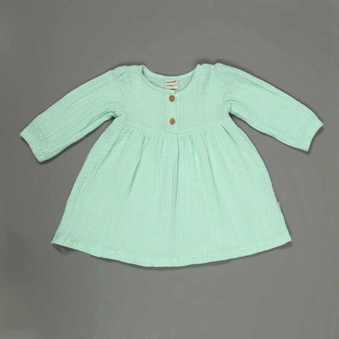 Organic Muslin Frock: Pista Green - Image 3