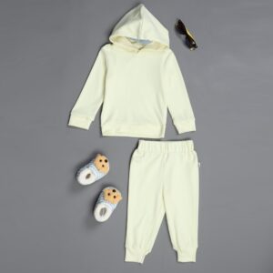 Organic Cotton Hoodie Joggers Set : Pastel Yellow