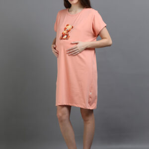 Maternity Long Tshirt: Peach - Double Teddy