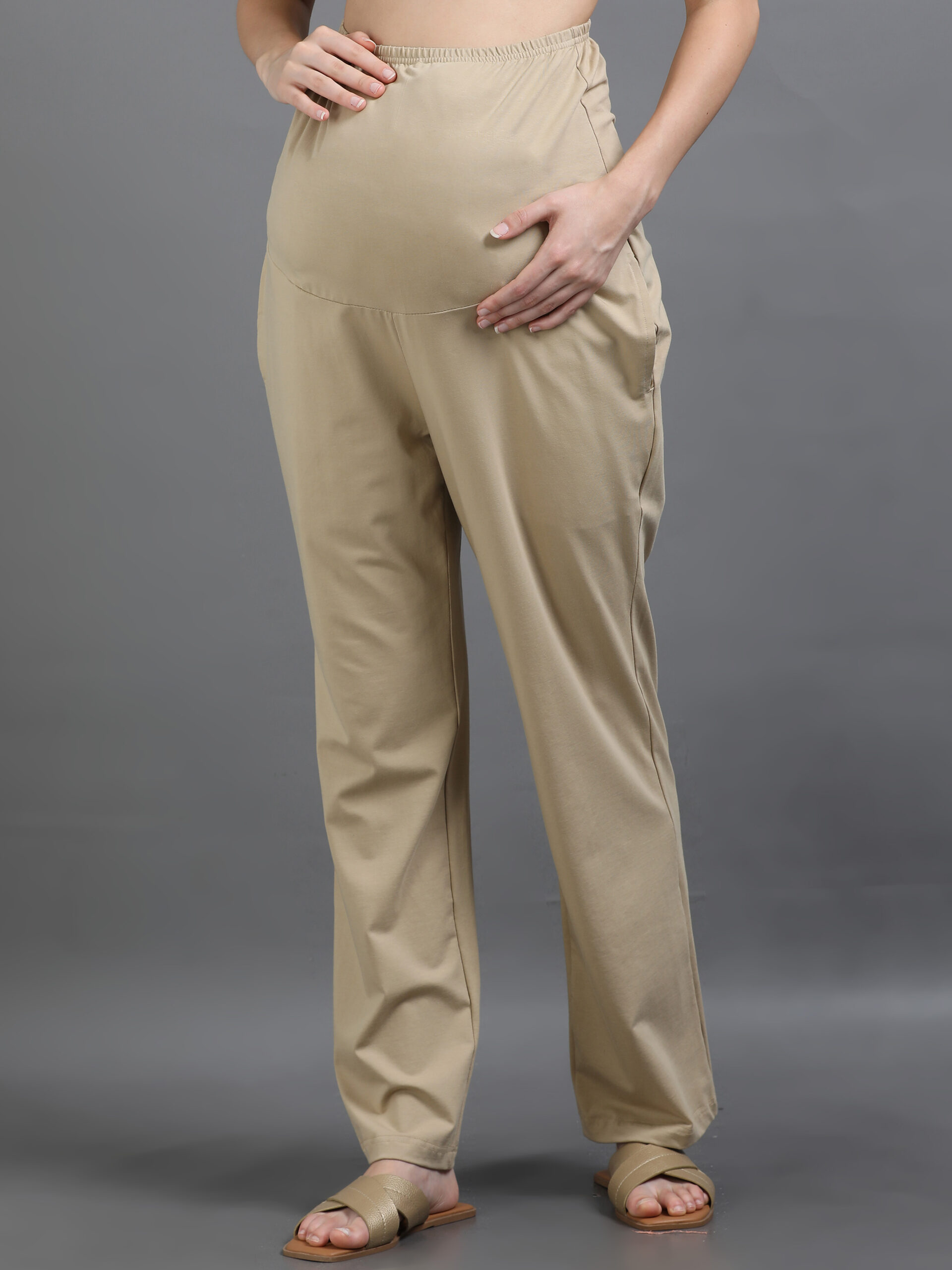 Maternity Straight Pant: Beige