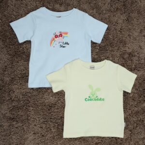Organic Cotton Baby Tshirt: Pastel Yellow Coocuddle & Ice Melt Little Star – Set of Two