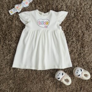 Organic Cotton Frock: Silver White