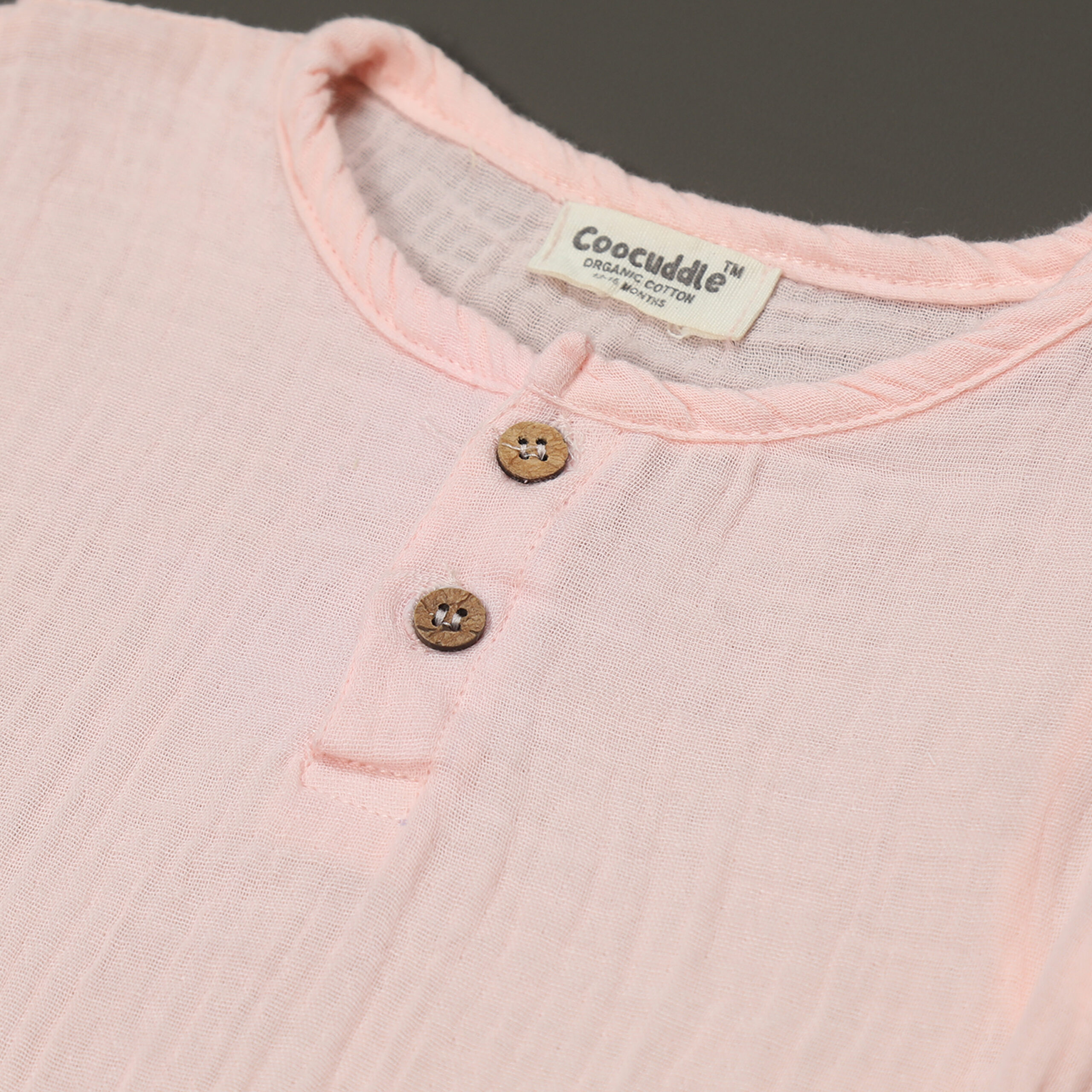 Organic Muslin Cotton Tshirt Short Set : Peach - Image 6