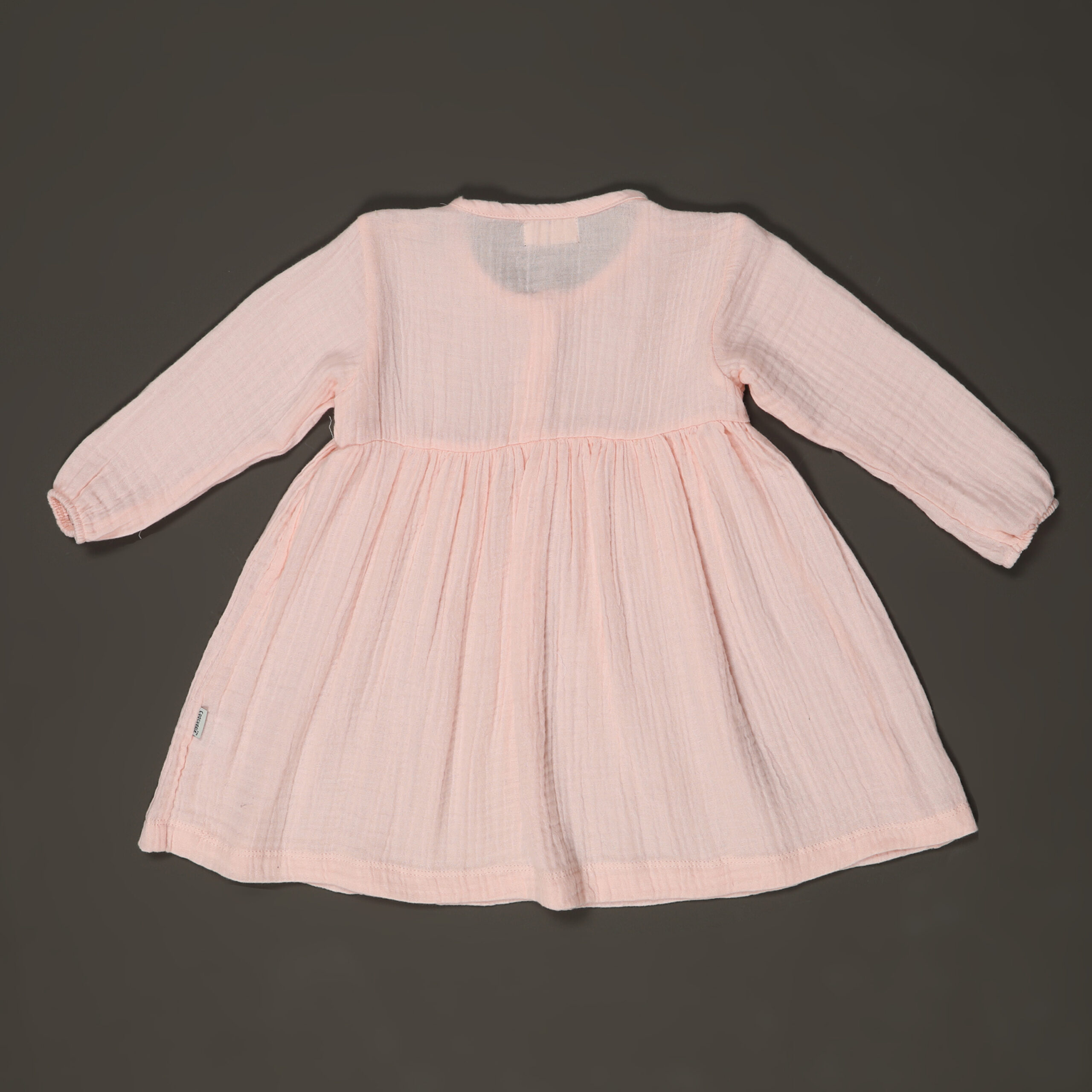 Muslin Organic Cotton Baby Frock : Peach - Image 4