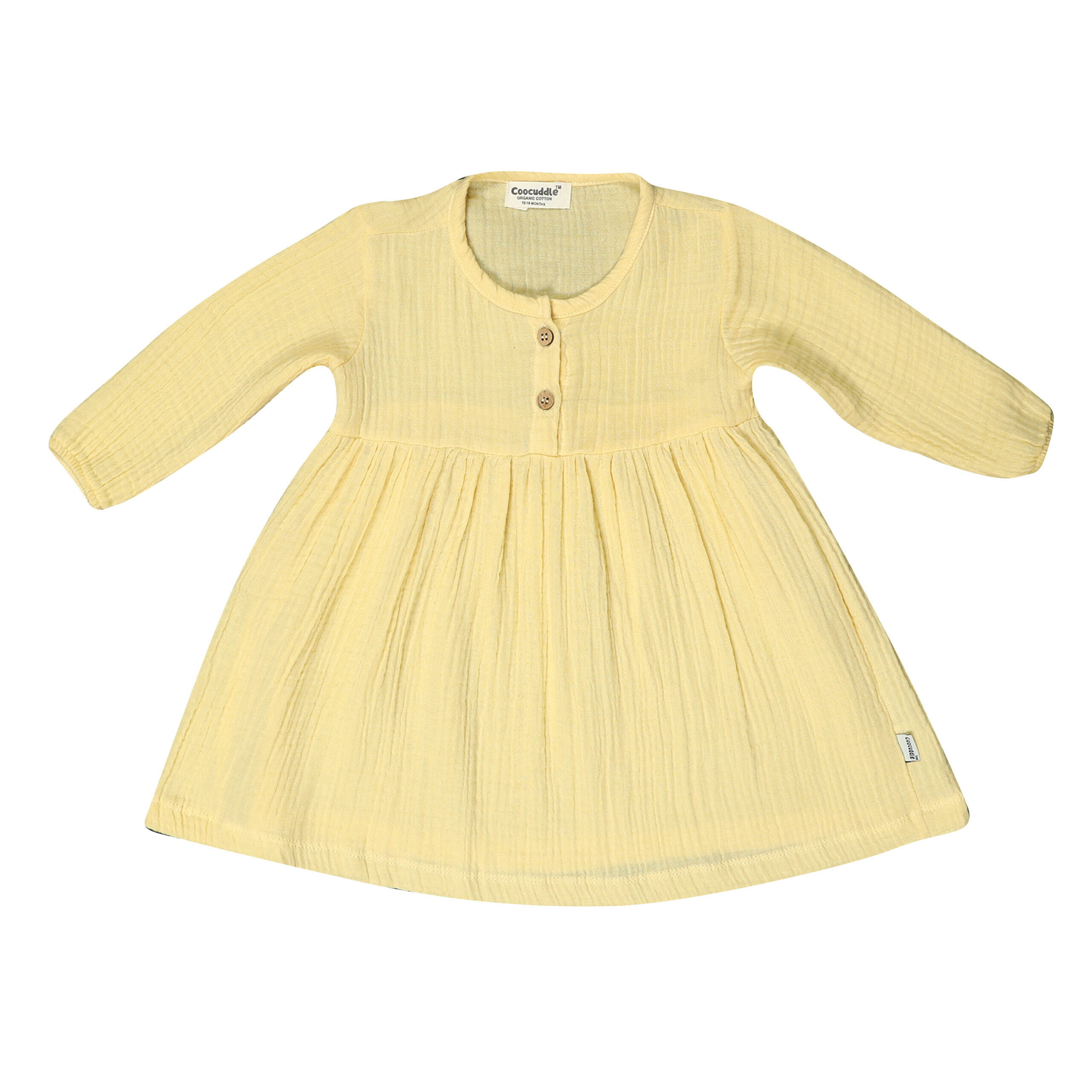 Muslin Organic Cotton Baby Frock : Mellow Yellow - Image 2