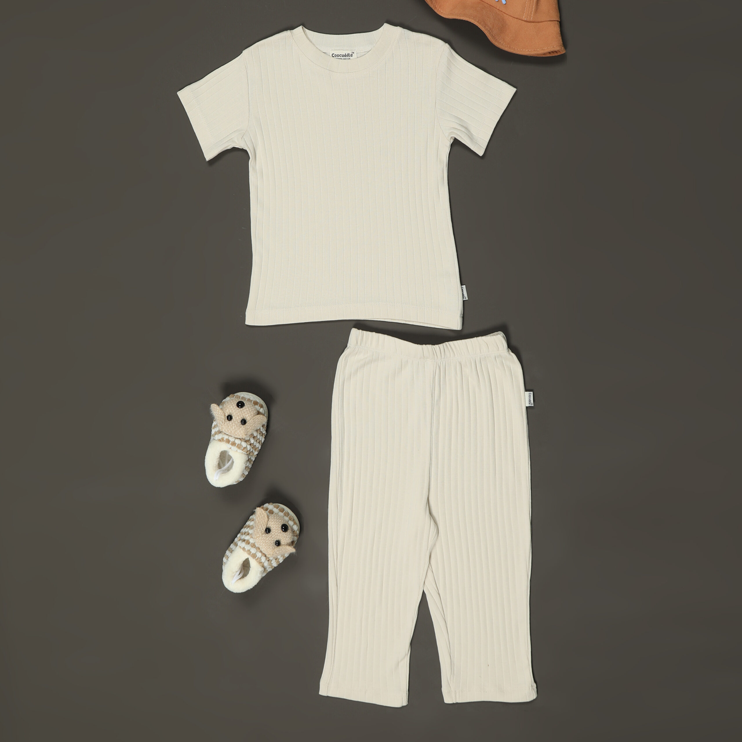 Waffle Organic Cotton Tshirt Lower Set : Ivory - Image 2