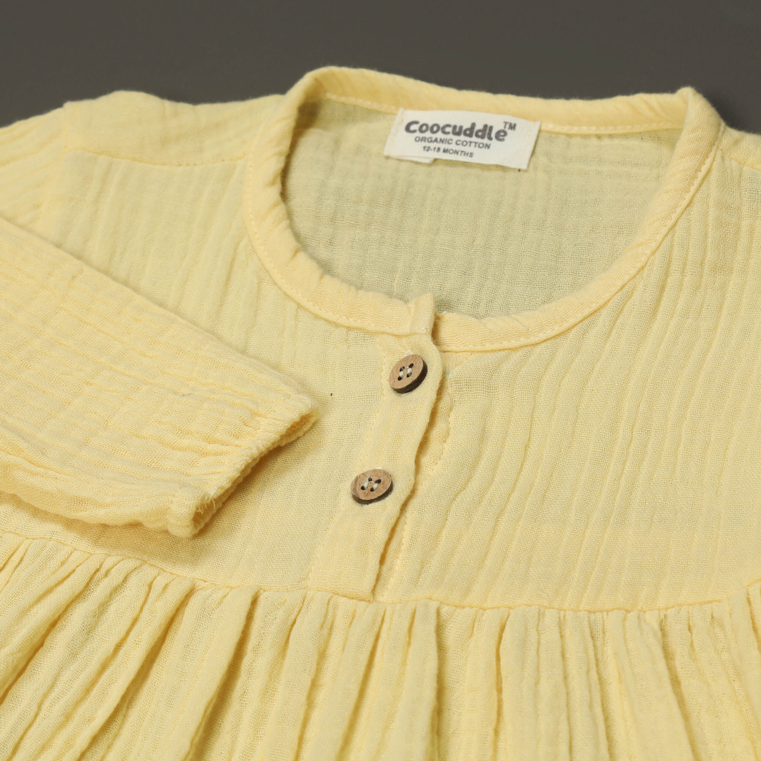 Muslin Organic Cotton Baby Frock : Mellow Yellow - Image 5