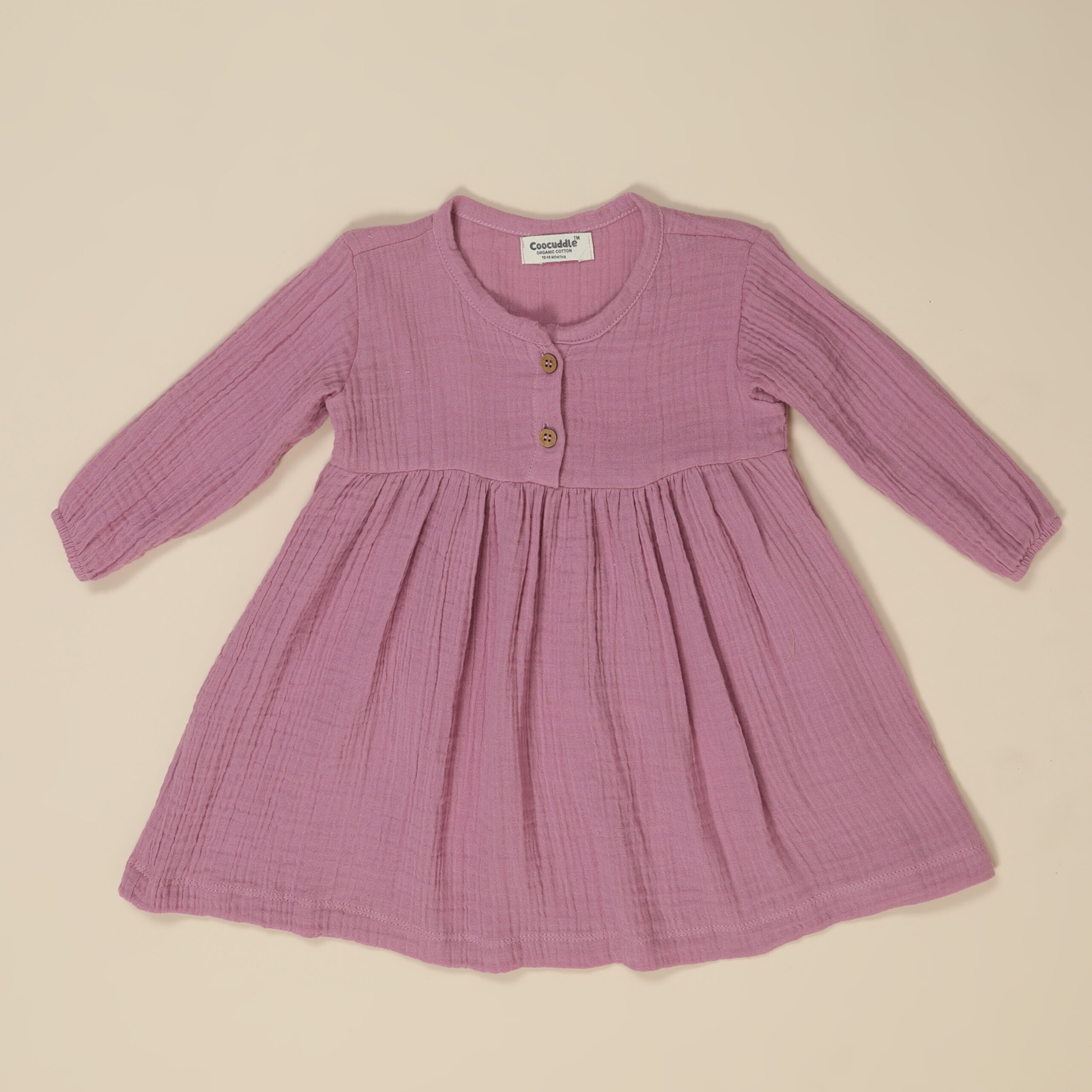 Muslin Organic Cotton Baby Frock : Lilac - Image 2