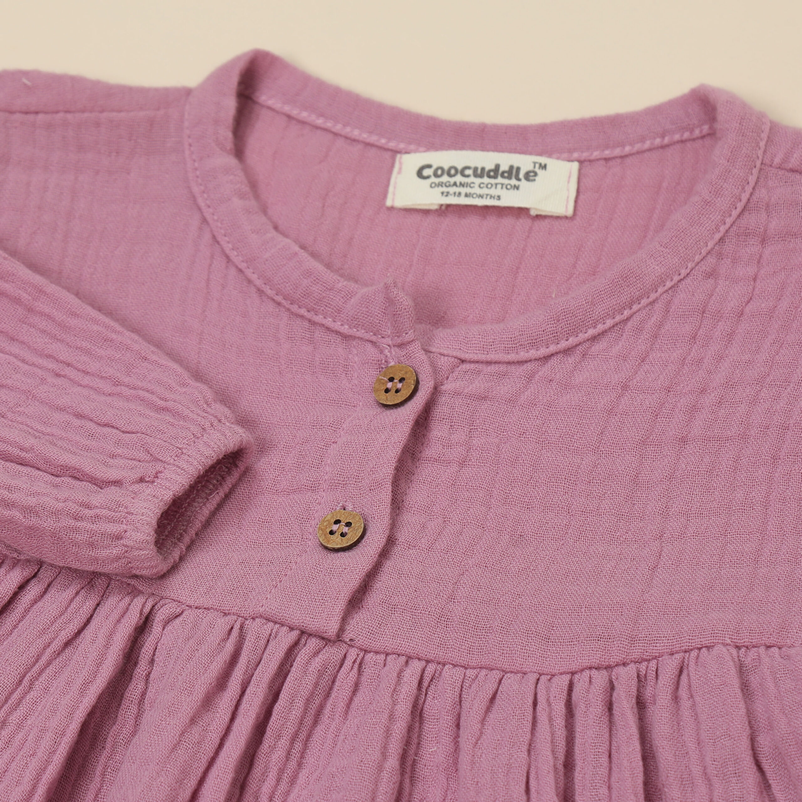 Muslin Organic Cotton Baby Frock : Lilac - Image 4