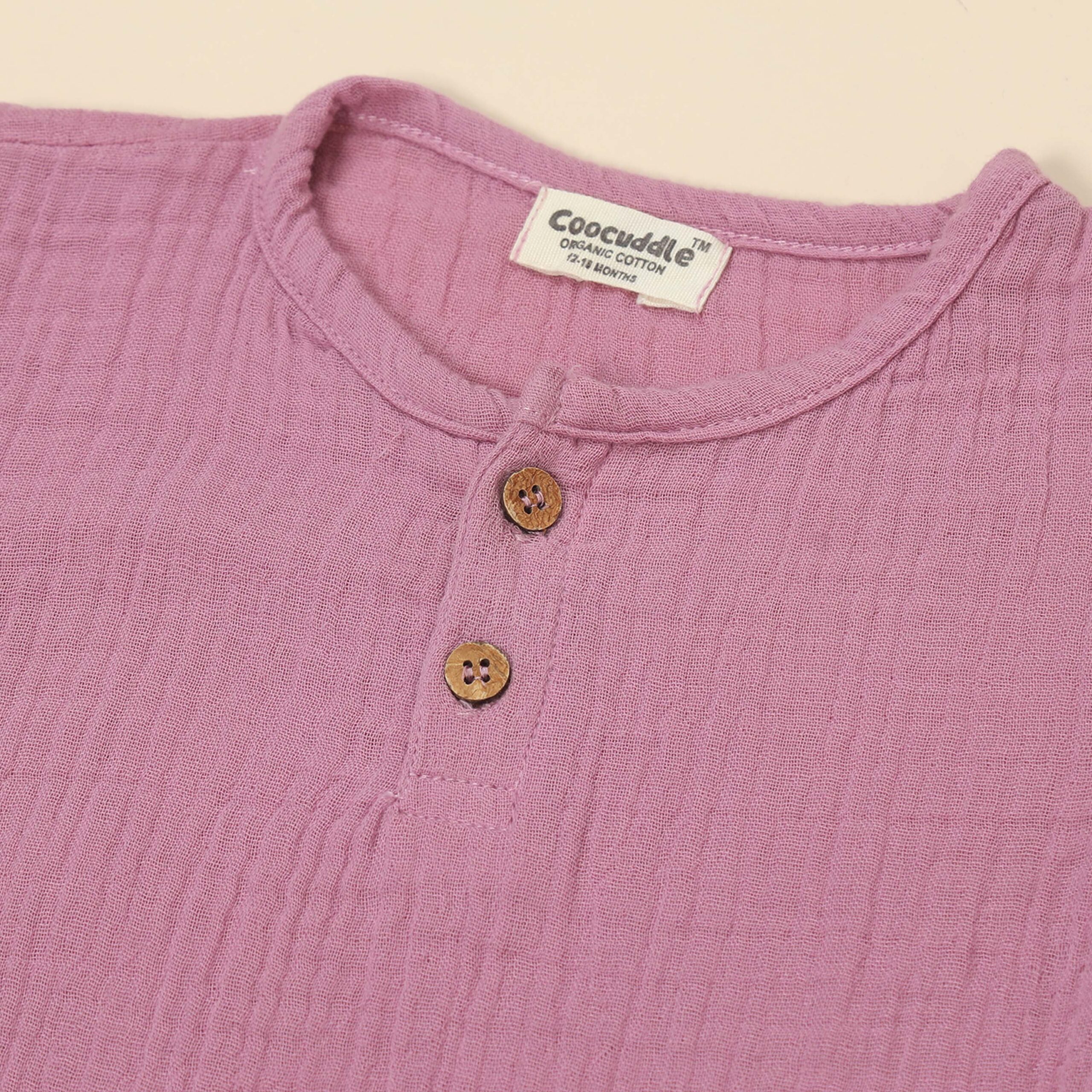 Organic Muslin Cotton Tshirt Short Set : Lilac - Image 5