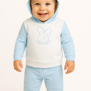 Organic Cotton Hoodie Joggers Set with applique work : Ice Melt