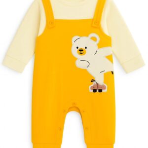 Two Piece - Dungaree Set -   Base Orange & Dungaree Cream