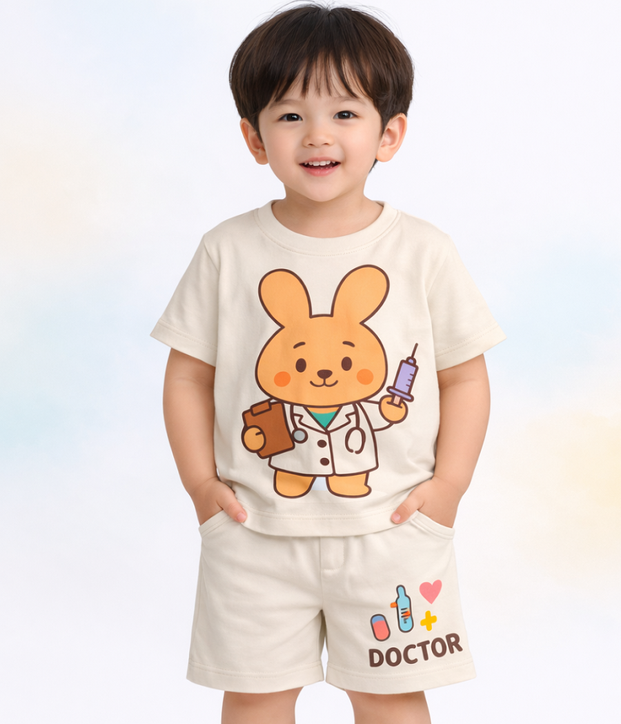 Organic Cotton Tshirt Short Set : Doctor Theme